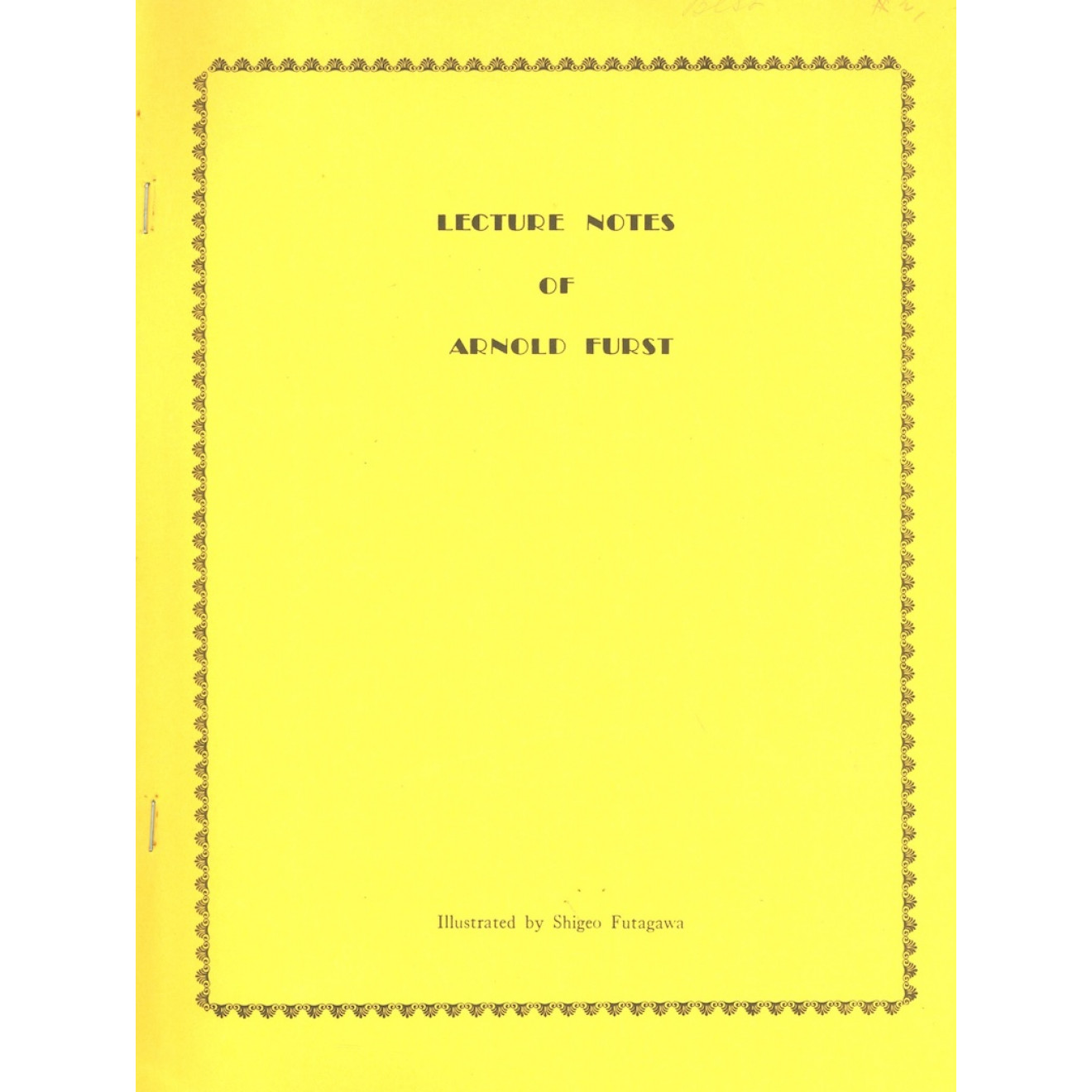 Lecture Notes of Arnold Furst