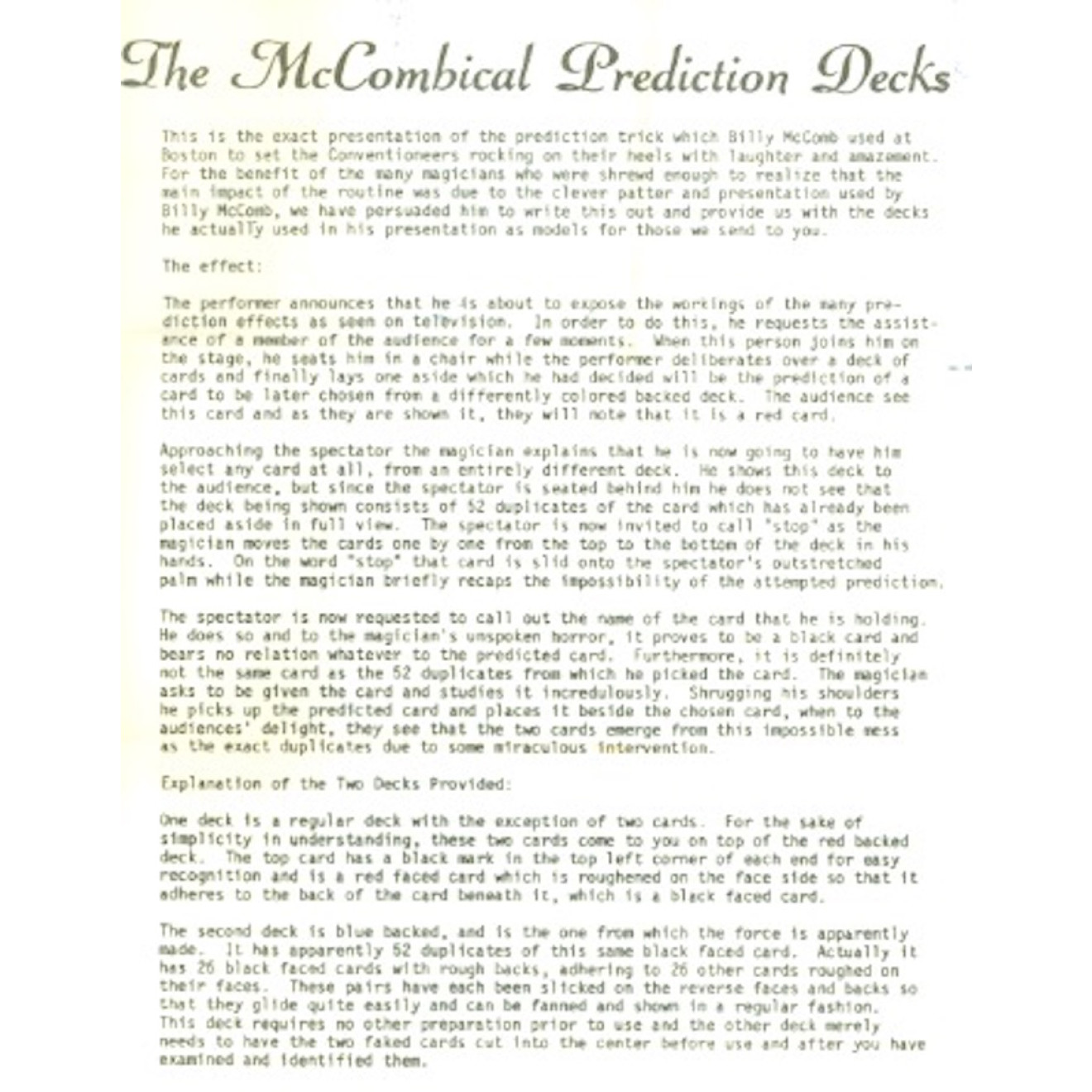 The McCombical Prediction Decks