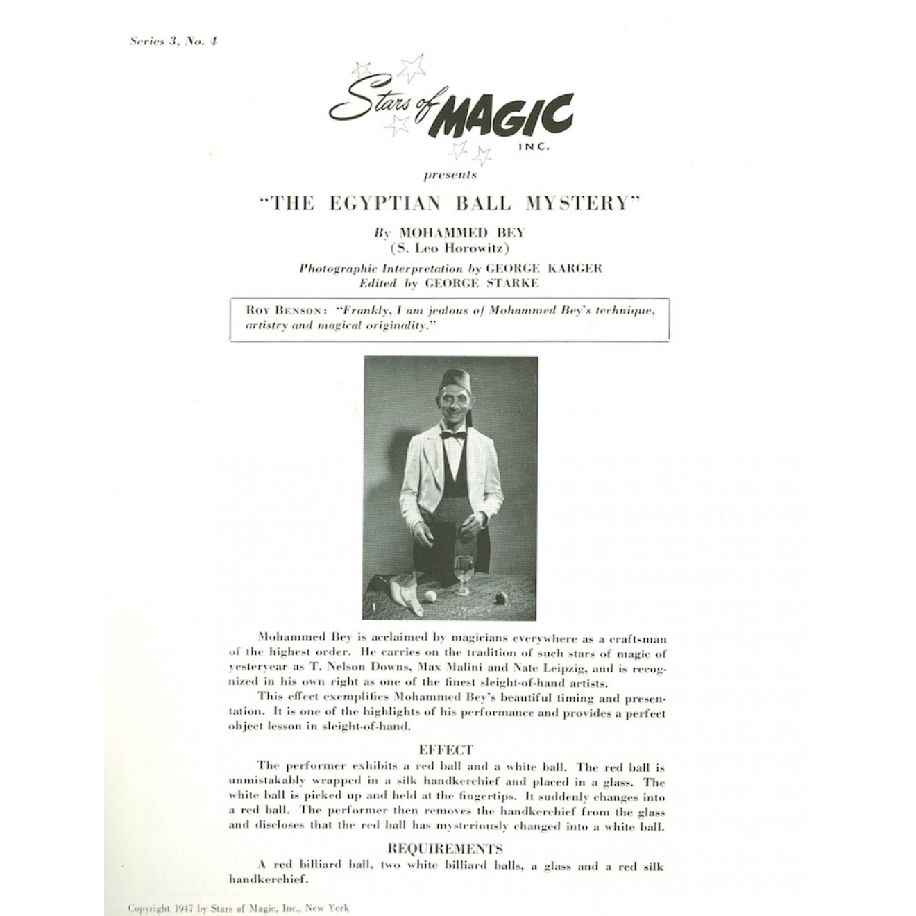 Stars of Magic, Vol. 3, No.4 - The Egyptian Ball Mystery