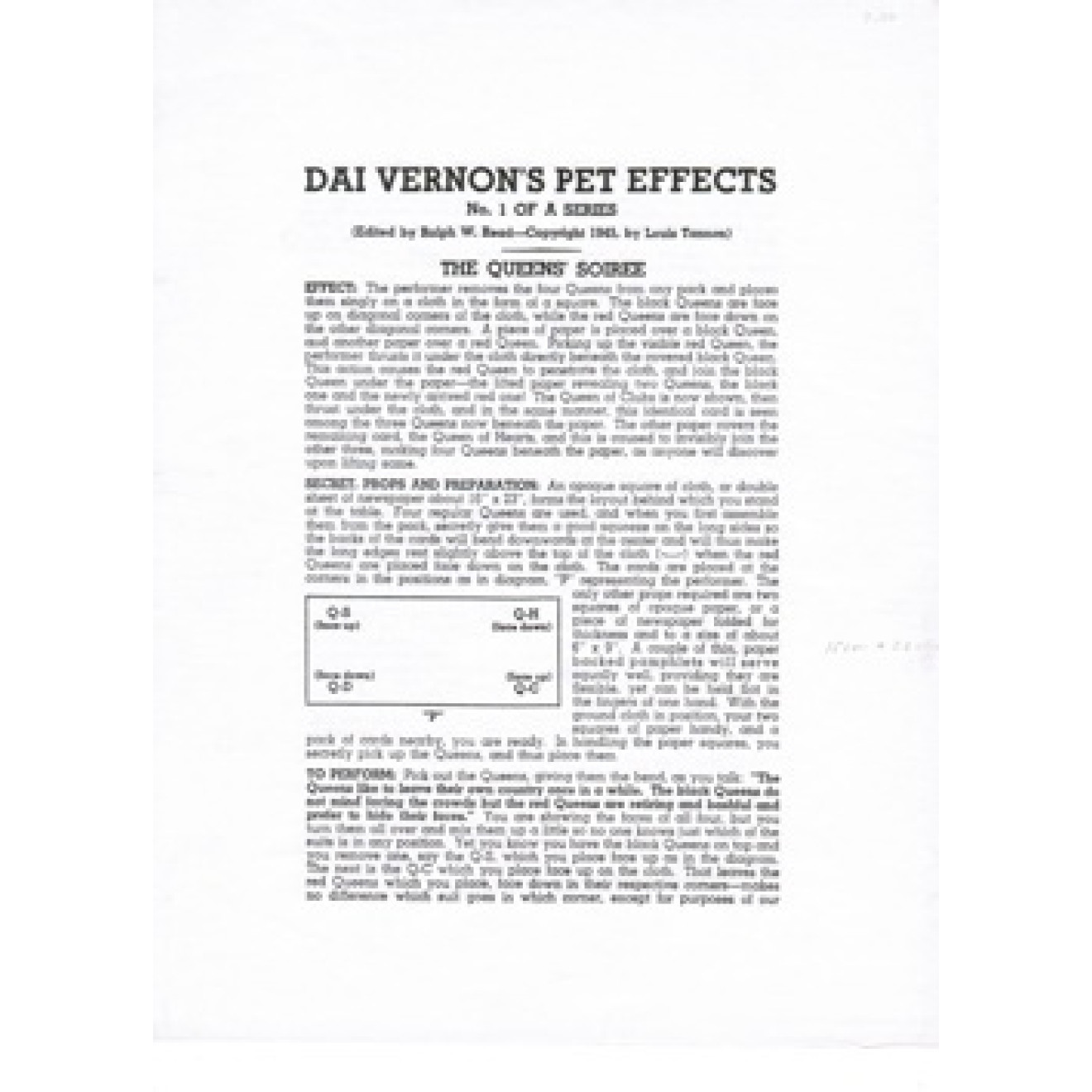 Dai Vernon's Pet Effects No. 1 – The Queens' Soirée