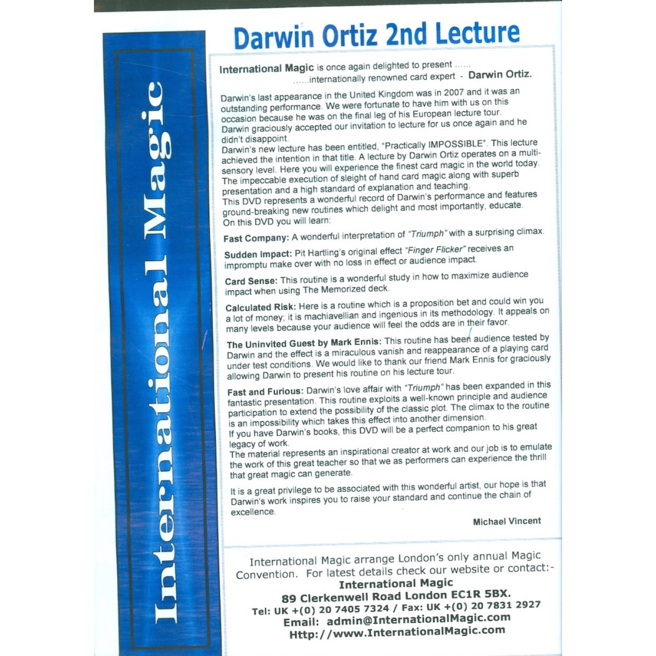 International Magic: Darwin Ortiz 2nd Lecture