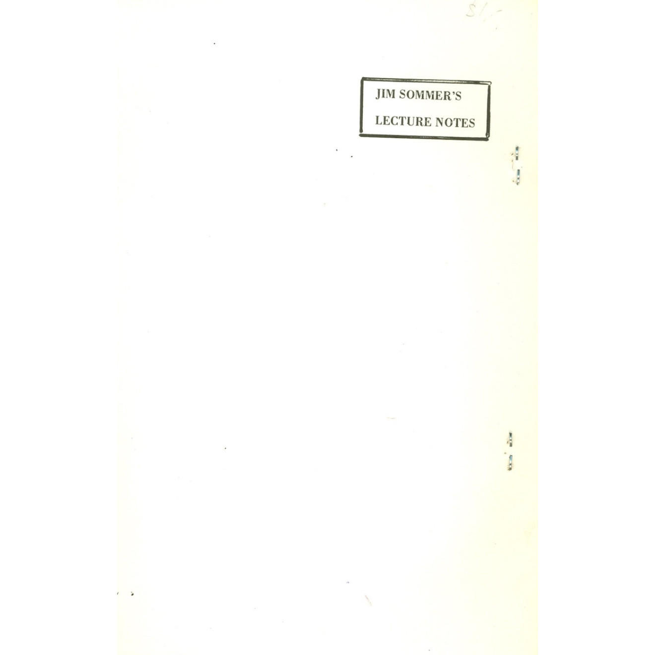 Jim Sommers Lecture Notes