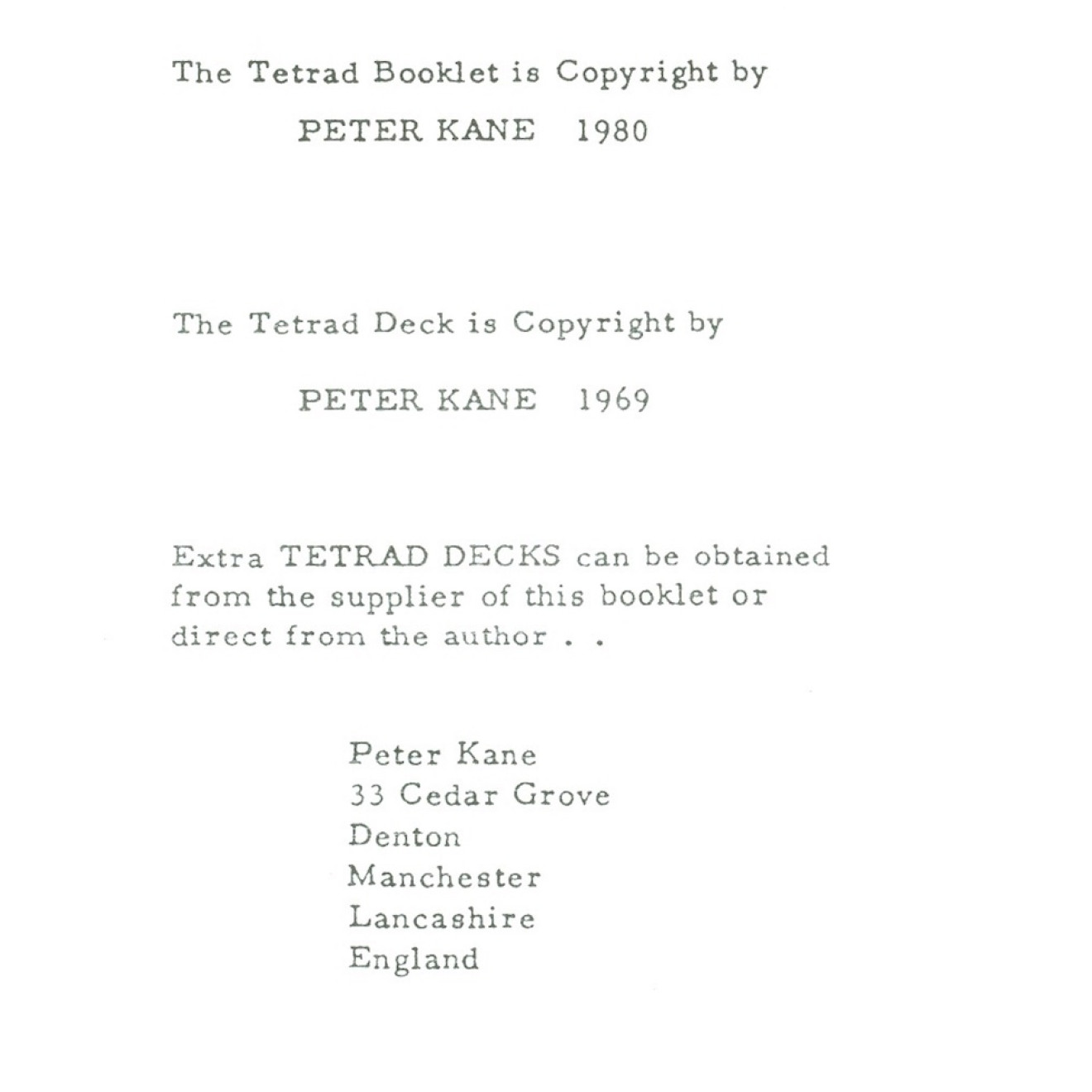 tetrad one (book & cards)