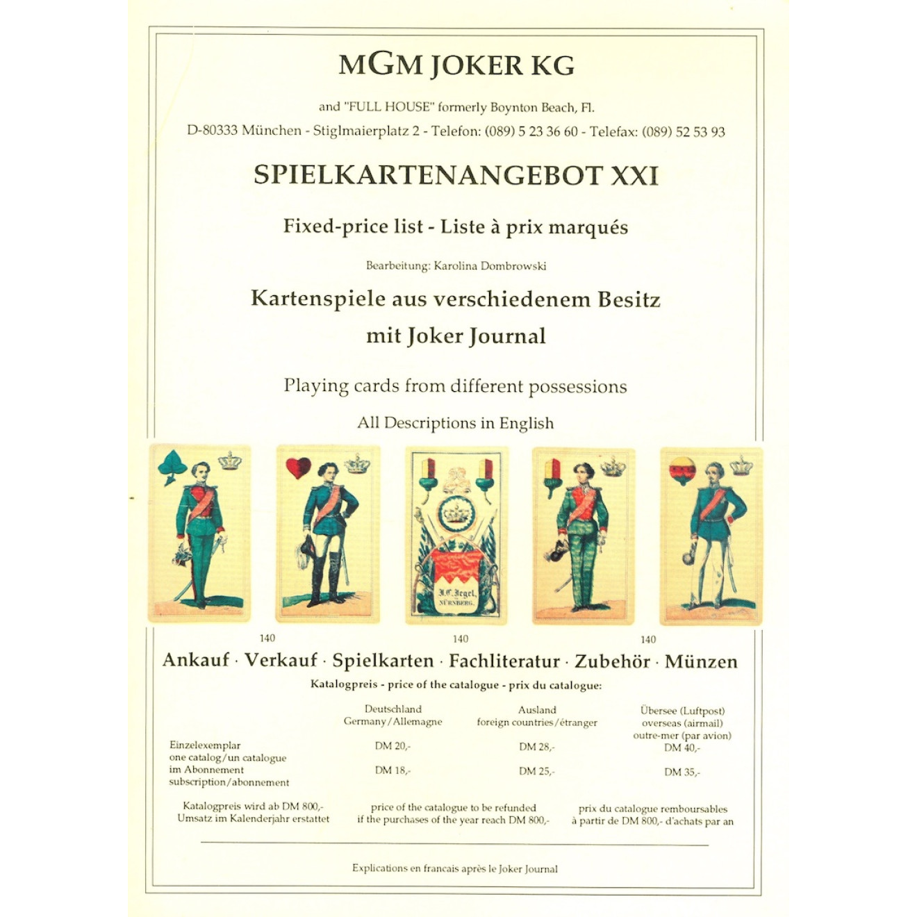 Katalog MGM: Spielkartenangebot XXI