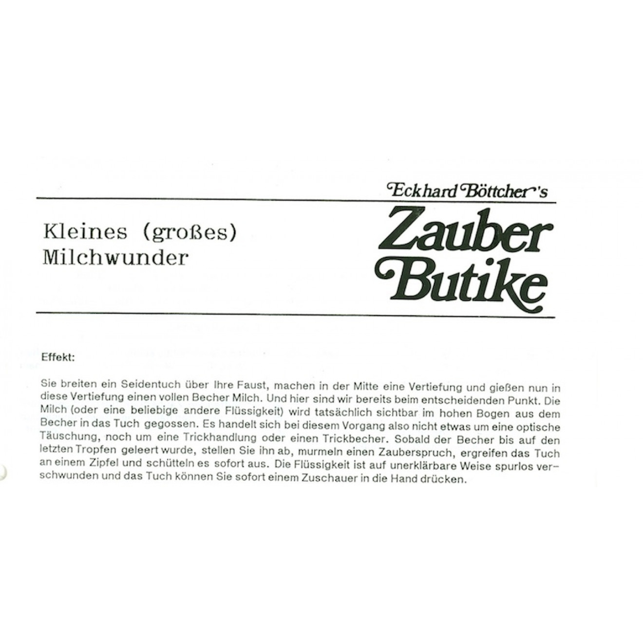 Kleines (großes) Milchwunder