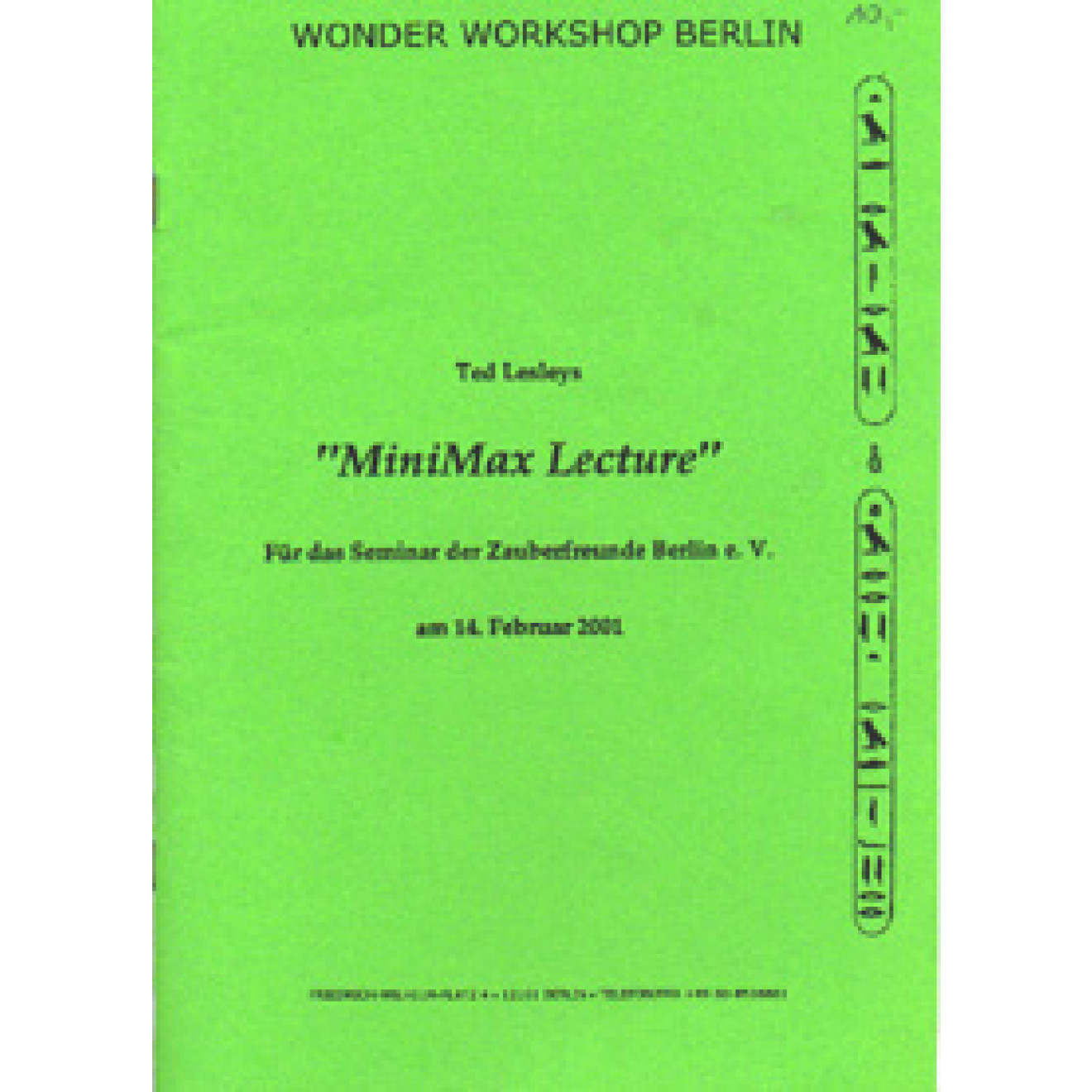 Minimax Lecture 2000