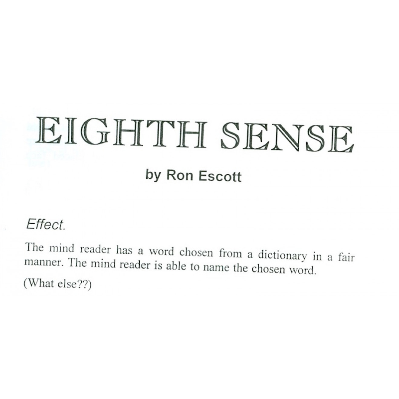 Eighth Sense by Ron Escott