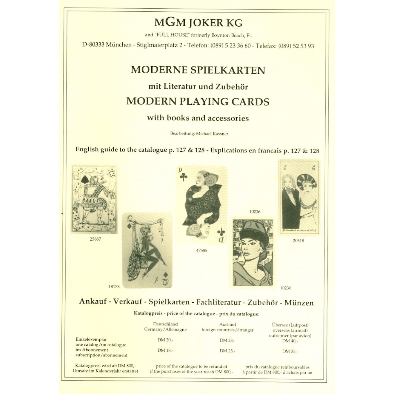 Katalog MGM: Moderne Spielkarten mit Literatur und Zubehör