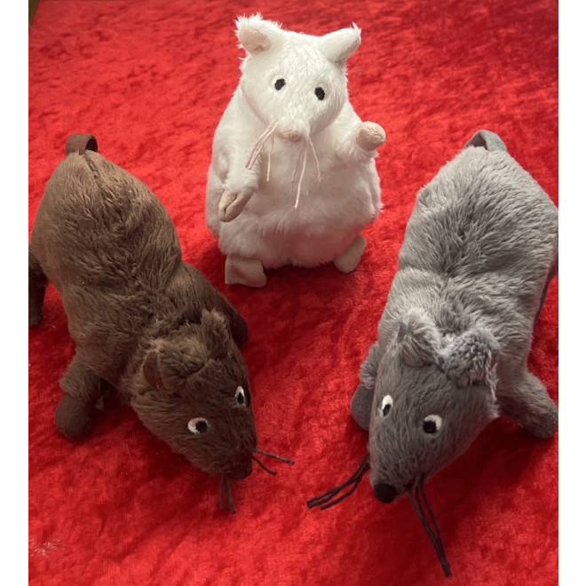 3 Plüsch-Mäuse (Ratten)