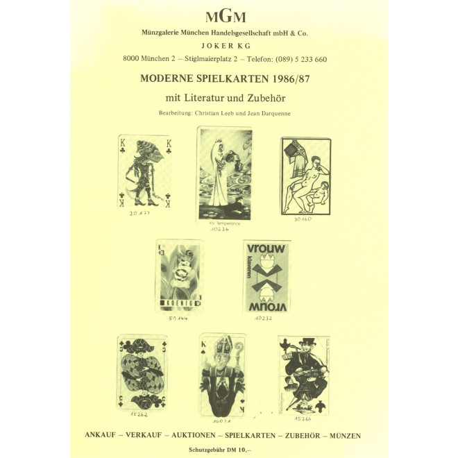 Katalog MGM: Moderne Spielkarten 1986/87 mit Literatur und Zubehör