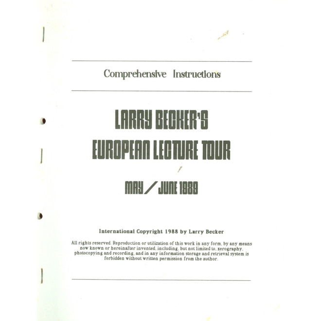 Larry Becker's European Lecture Tour May / June 1989