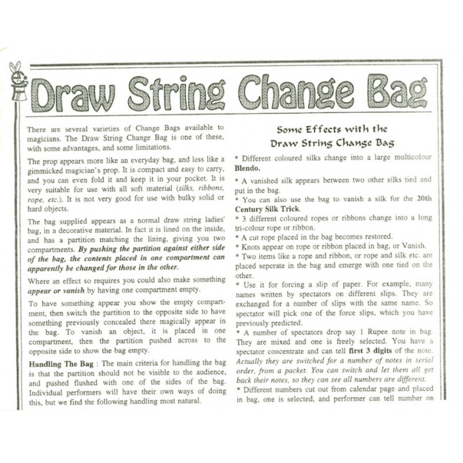 Draw String Change Bag