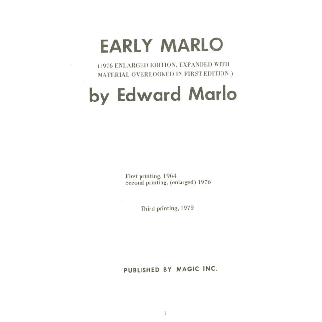 Early Marlo Third Printing