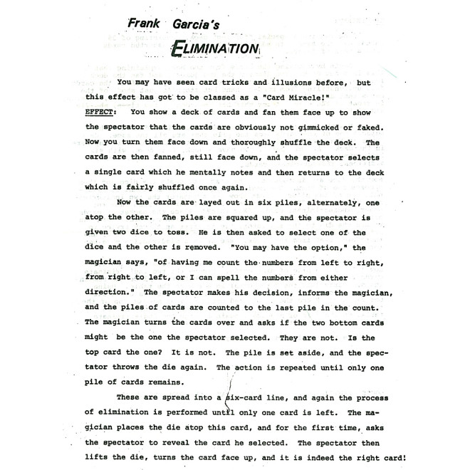 Frank Garcia's Elimination