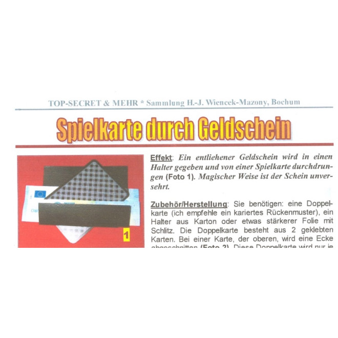 Spielkarte durch Geldschein