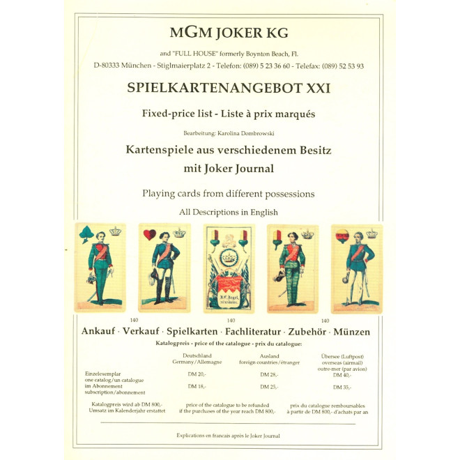 Katalog MGM: Spielkartenangebot XXI