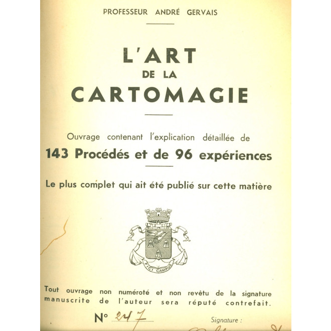 L'ART DE LA CARTOMAGIE. Signed copy.