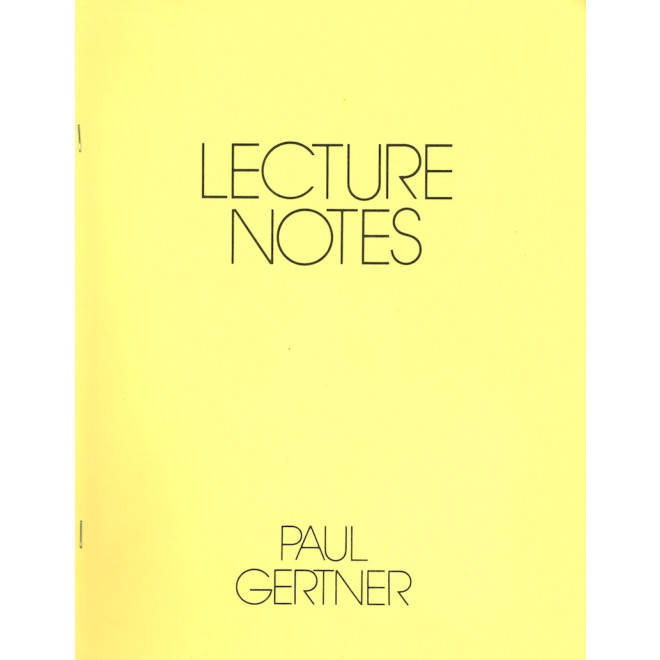 Lecture Notes Paul Gertner