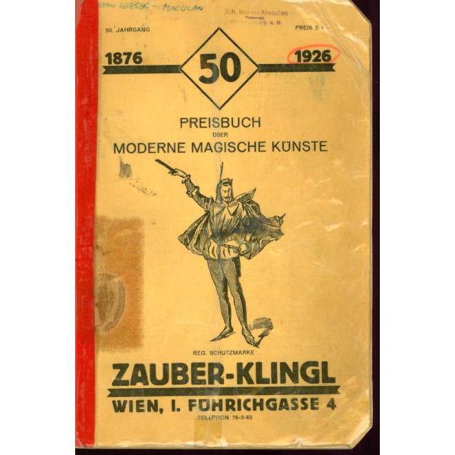 Preisbuch uber Moderne Magische Kunste. Zauber Klingl Catalog