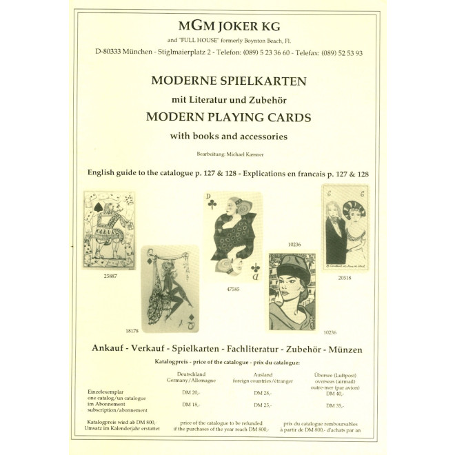 Katalog MGM: Moderne Spielkarten mit Literatur und Zubehör