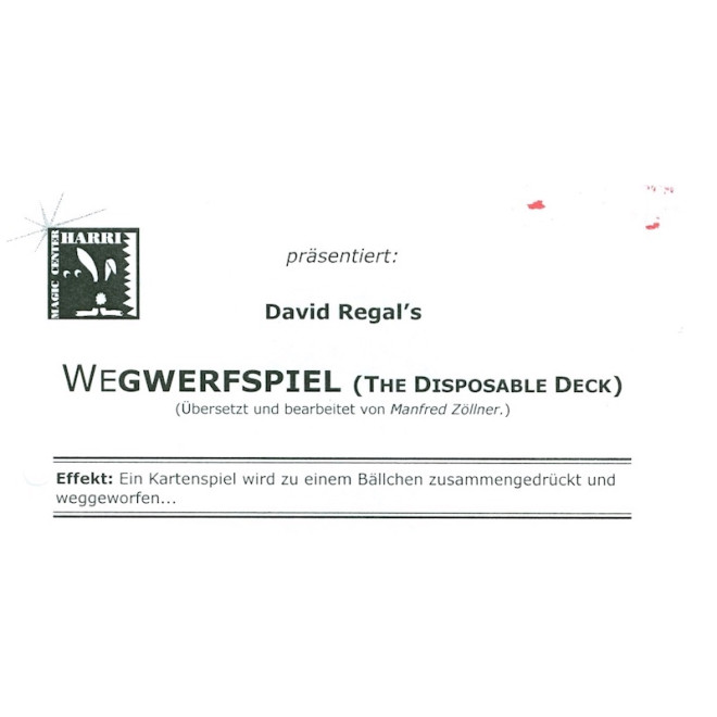 The Disposable Deck by David Regal (dt.)