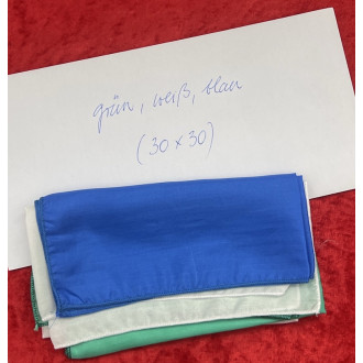 Tücher je 1x grün / 1x blau / 1x weiß / 30x30