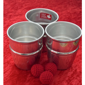 Becherspiel / silber / mit Chop Cup / 4 Bälle
